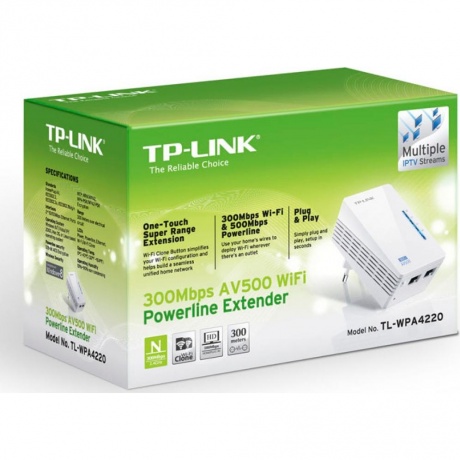 Wi-Fi+Powerline адаптер TP-Link TL-WPA4220 Ethernet - фото 6