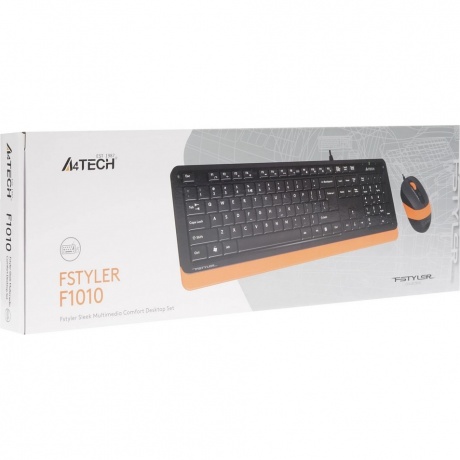 Набор клавиатура+мышь A4Tech Fstyler F1010 черный/оранжевый - фото 6