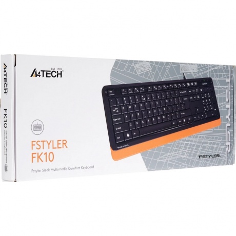 Клавиатура A4Tech Fstyler FK10 черный/оранжевый - фото 5