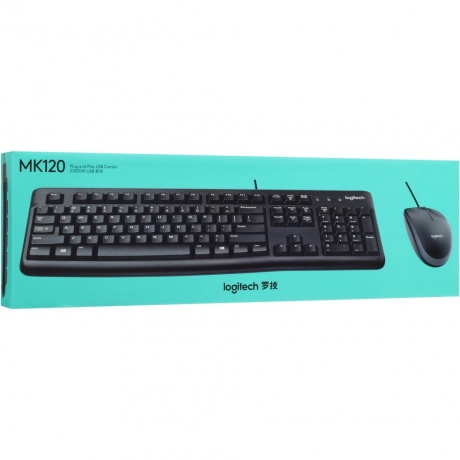 Клавиатура + мышь Logitech MK120 черный/серый USB (920-002562) - фото 9