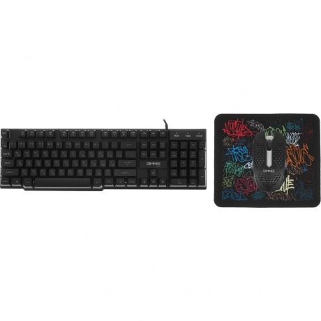 Клавиатура + мышь Oklick 400GMK черный USB LED (1546779) - фото 17