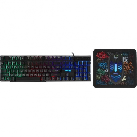 Клавиатура + мышь Oklick 400GMK черный USB LED (1546779) - фото 18