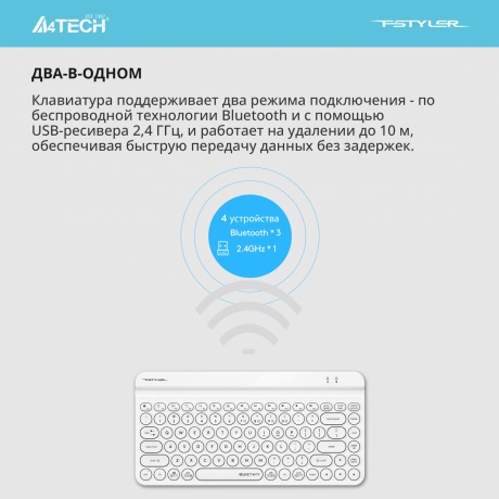 Клавиатура A4Tech Fstyler FBK30 белый - фото 12