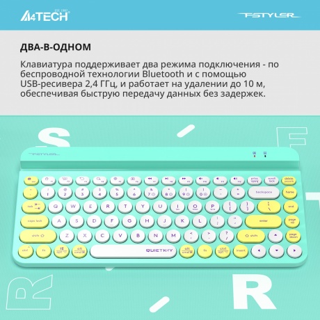 Клавиатура A4Tech Fstyler FBK30 зеленый - фото 16