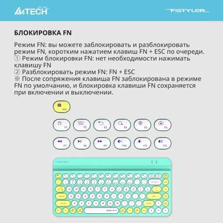 Клавиатура A4Tech Fstyler FBK30 зеленый - фото 20