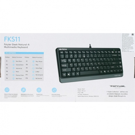 Клавиатура A4Tech Fstyler FKS11 черный/серый - фото 6
