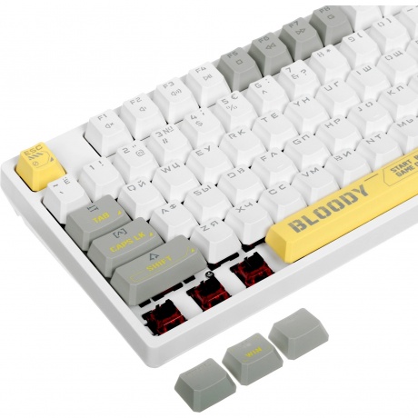 Клавиатура A4Tech Bloody S87 Energy White-Yellow - фото 7