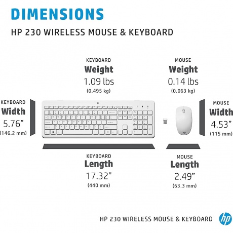 Клавиатура + мышь HP 230 Wireless Combo White (3L1F0AA) - фото 2