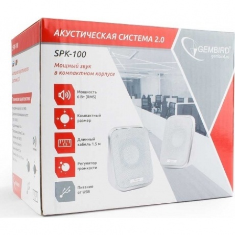 Колонки Gembird SPK-100-W 2.0 White - фото 4
