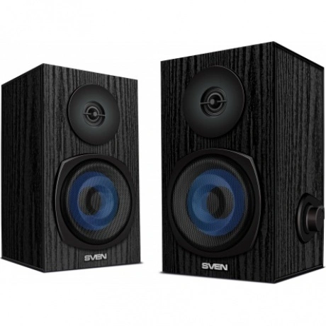 Колонки SVEN SPS-576 2.0 чёрные 2x4W, Bluetooth, дерево