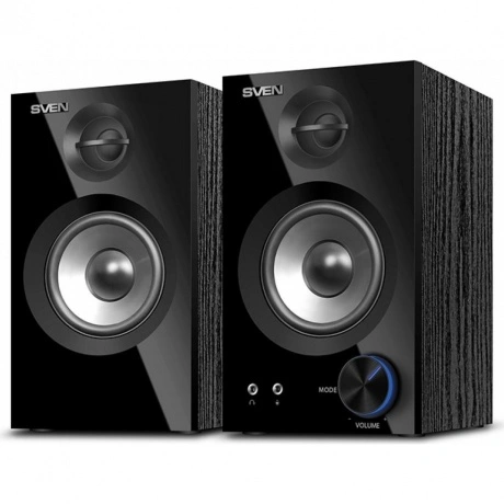 Колонки SVEN SPS-621 2.0 чёрные 2x14W, Bluetooth, дерево