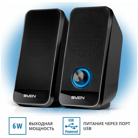 Колонки SVEN 320 чёрные 2x3W USB - фото 5