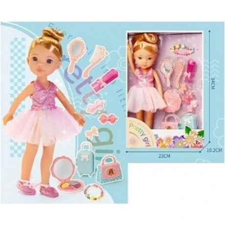 Кукла (32см) Pretty с аксессуарами(10 предметов) в коробке брасл...