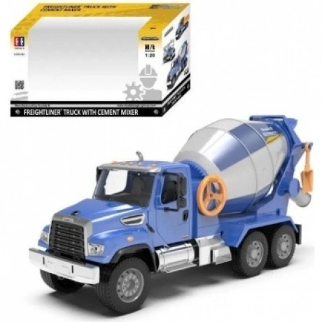 Бетономешалка FREIGHTLINER 1:20 синяя с лопаткой в коробке враще...