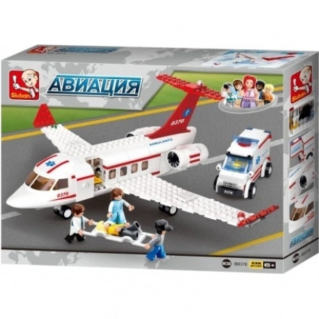 Конструктор"Авиация"Самолет Скорой помощи(336дет)в коробке SLUBA...
