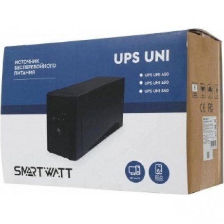 Источник бесперебойного питания Smartwatt Uni 360Вт 650ВА черный - фото 9