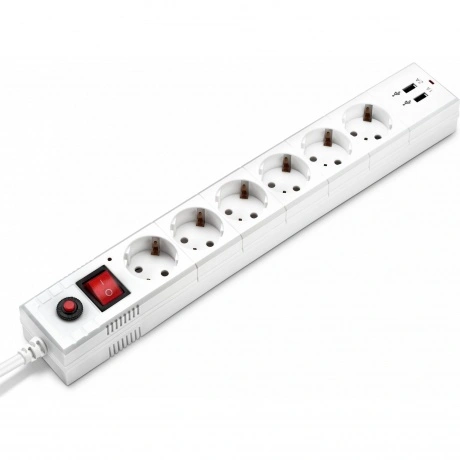 Сетевой фильтр Buro BU-SP5_USB_2A-W 5м (6 розеток) белый