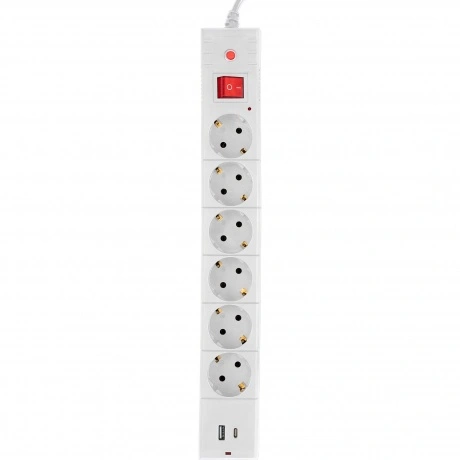 Сетевой фильтр Buro BU-SP3_USB_2A-W 3м (6 розеток) белый