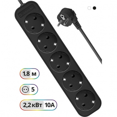 Сетевой фильтр Defender M518 1.8м, 5 розеток (99329) - фото 2