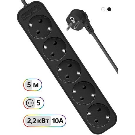 Сетевой фильтр Defender M550 5м, 5 розеток (99331) - фото 4