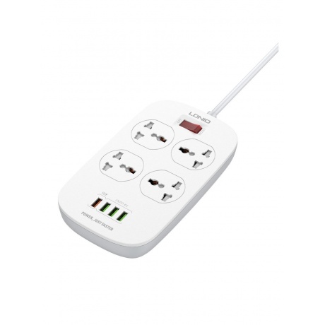 Сетевой фильтр Ldnio SC4407Q 2м, 4 розетки, 4xUSB (LD_B4435) Whi...