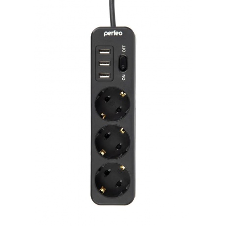 Сетевой фильтр Perfeo Power Stream 3 Sockets 3xUSB 2m Black PF_C...