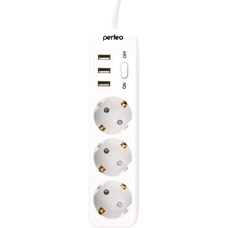 Сетевой фильтр Perfeo Power Stream 3 Sockets 3xUSB 2m White PF_C...