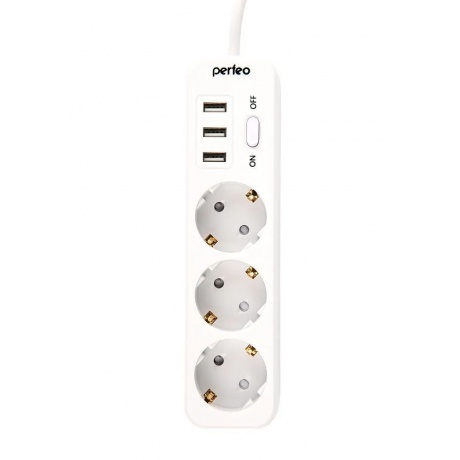 Сетевой фильтр Perfeo Power Stream 3 Sockets 3xUSB 2m White PF_C...