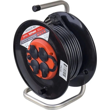 Удлинитель на катушке с заземлением Perfeo RuPower 4 Sockets 20m...