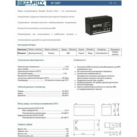 Батарея для ИБП Delta Secuirity Force SF 1207 - фото 10