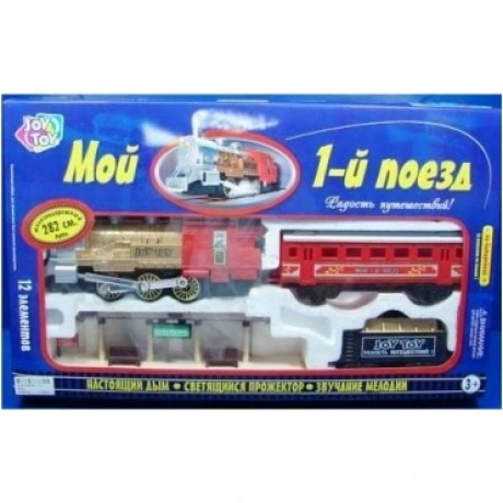 Железная дорога 12эл.на бат.(свет,звук,дым)в коробке 0609/06046