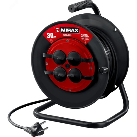 Силовой удлинитель на катушке MIRAX ПВС IP44 55051-30, 3500 Вт, ...