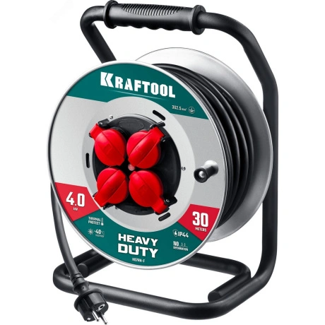 Силовой удлинитель на стальной катушке Kraftool HEAVY DUTY 55086...