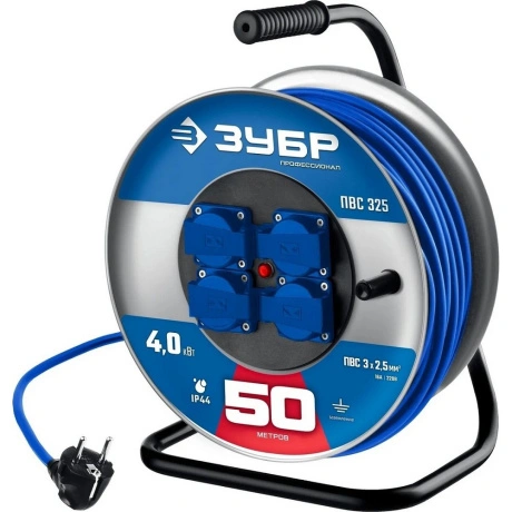 Силовой удлинитель на стальной катушке ЗУБР ПВС-325 IP44 55102-5...