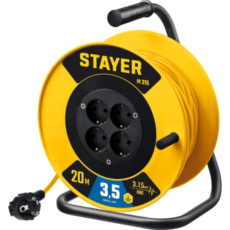 Силовой удлинитель на катушке Stayer M-315 55078-20_z01, 3500 Вт...