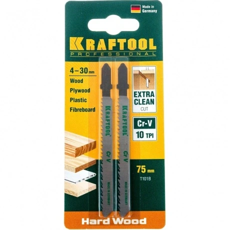 Полотна для лобзика KRAFTOOL T101B, EU-хвост., по дереву, шаг 2....