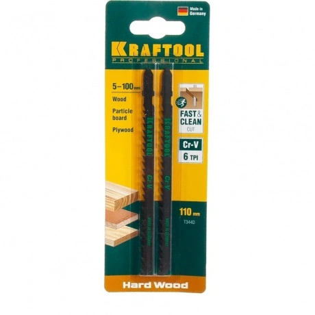 Полотна для лобзика KRAFTOOL T344D, EU-хвост., по дереву, быстры...