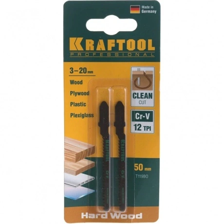 Полотна для лобзика KRAFTOOL T119BO, EU-хвост., по дереву, пласт...