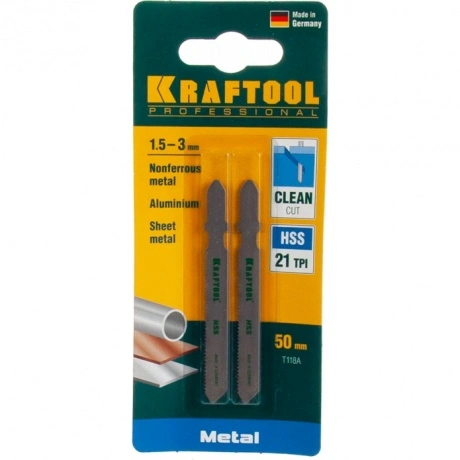 Полотна для лобзика KRAFTOOL T118A, EU-хвост., по металлу HSS, ш...