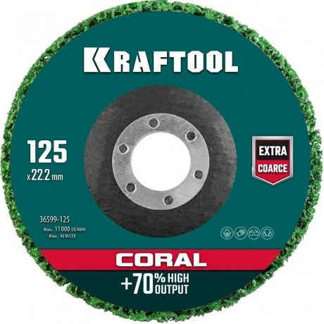Круг KRAFTOOL 125 х 22.2 мм, полимерно-шлифовальный синтетически...