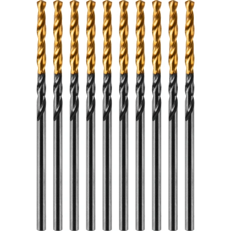 Сверло по металлу DENZEL 717203, 2 мм, HSS-Tin, Golden Tip, 10 ш...