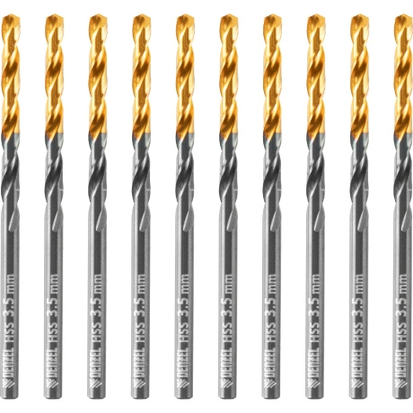 Сверло по металлу DENZEL 717207, 3,5 мм, HSS-Tin, Golden Tip, 10...