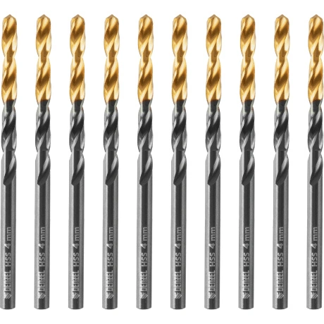 Сверло по металлу DENZEL 717209, 4 мм, HSS-Tin, Golden Tip, 10 ш...