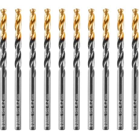 Сверло по металлу DENZEL 717210, 4,2 мм, HSS-Tin, Golden Tip, 10...