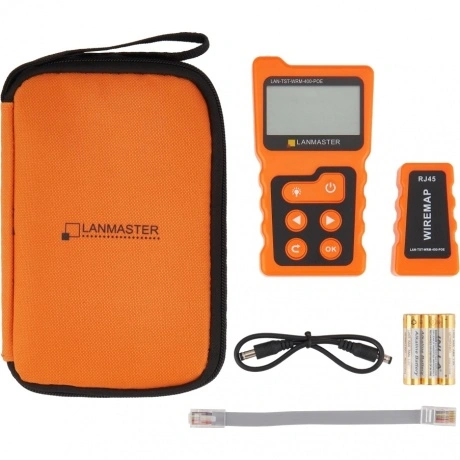 Тестер кабельный Lanmaster LAN-TST-WRM-400-POE оранжевый/черный