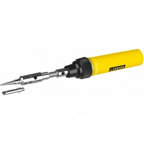 Газовый паяльник STAYER MS 300, 40 Вт, 1200°С в наборе: 4 в 1, г...