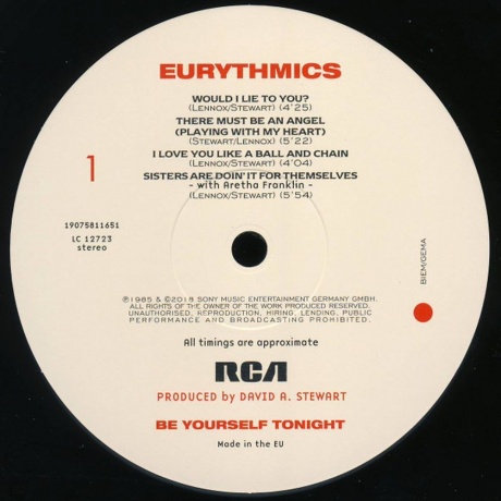 Eurythmics - Be Yourself Tonight (0190758116518) виниловая пластинка - фото 3