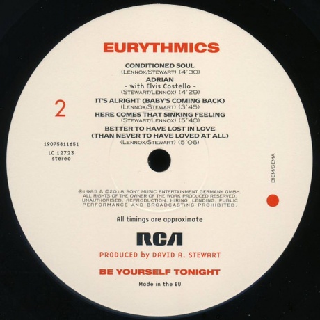 Eurythmics - Be Yourself Tonight (0190758116518) виниловая пластинка - фото 4