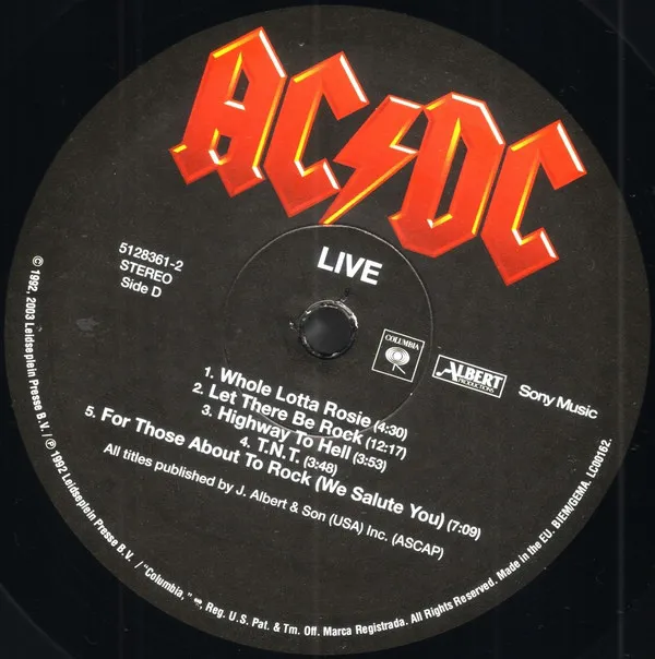 Виниловая пластинка AC/DC, Live (barcode 5099751283614) - фото 13