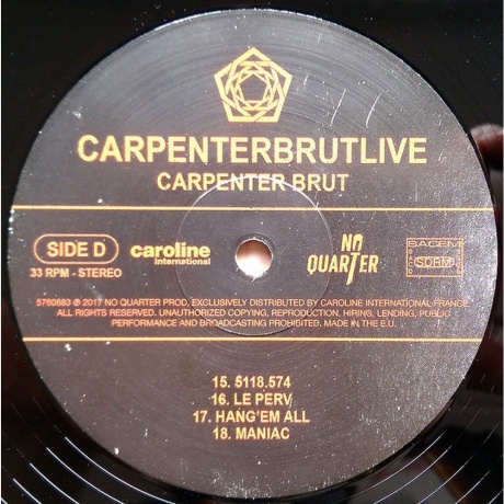 Brut Carpenter - Carpenterbrutlive (0602557606805) виниловая пластинка - фото 7
